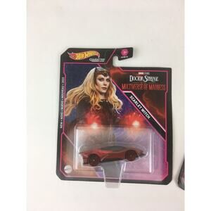 Lot of three Marvel Hot Wheels Scarlet Witch, Ms Marvel, The Vision new in box